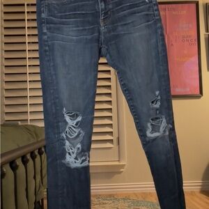 American Eagle Outfitters Blue Distressed Skinny Jeans
